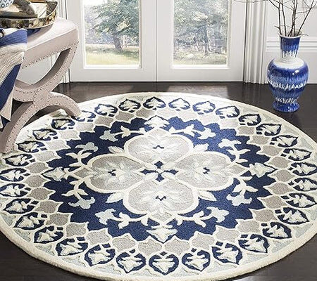 Buy Handmade Round Rugs & Carpets Online in India round tufted carpets