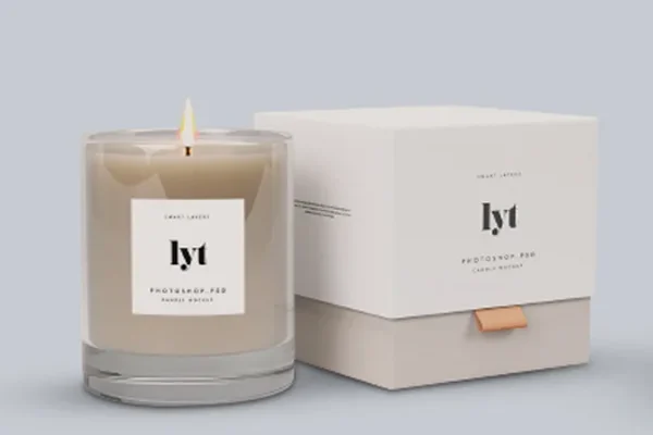 Candle box with branded insert for premium unboxing experience