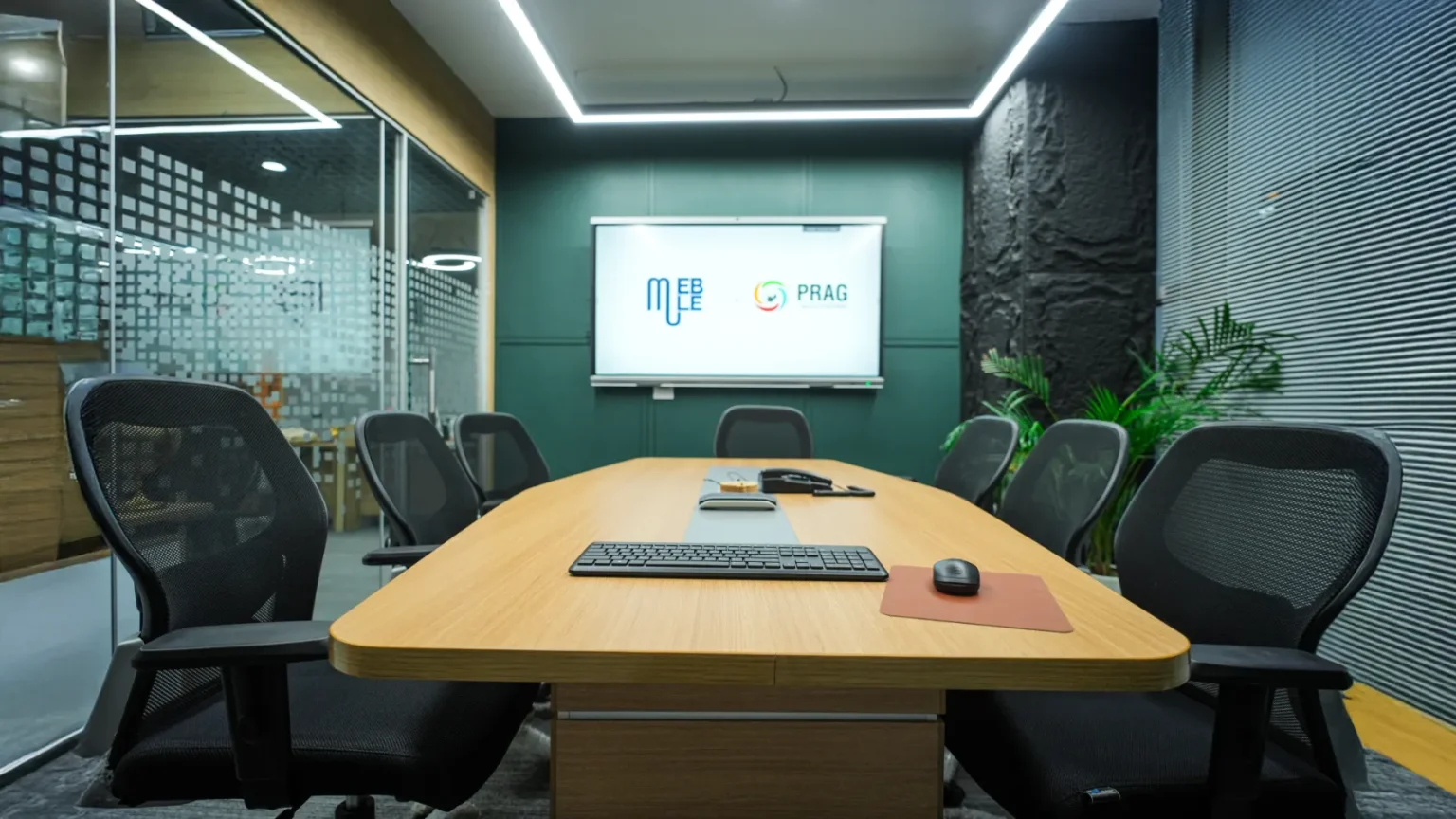 Collaborative meeting table design by office furniture manufacturers in Noida